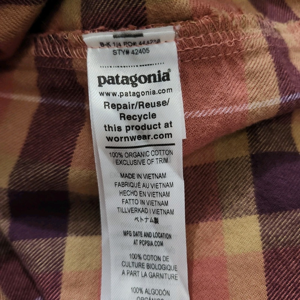 Patagonia Organic Cotton Midweight Fjord Flannel Shirt Vista Burl Red Medium Euc - Picture 11 of 12
